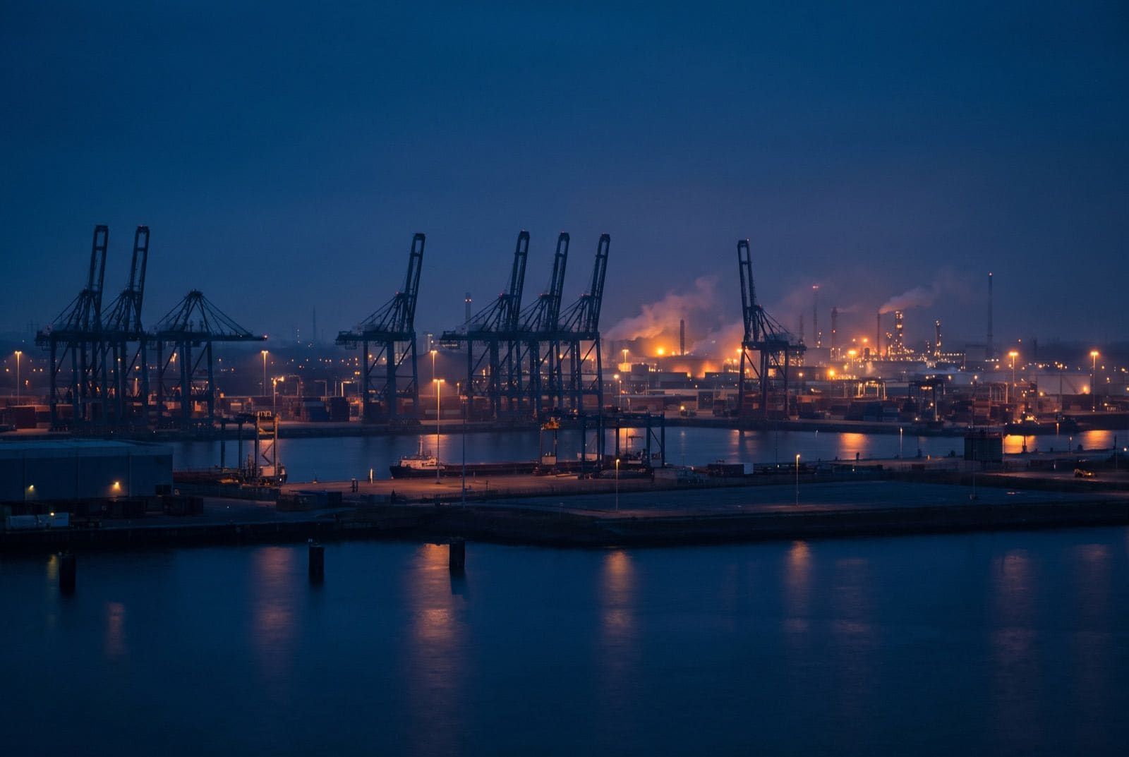 Port of Rotterdam at dusk