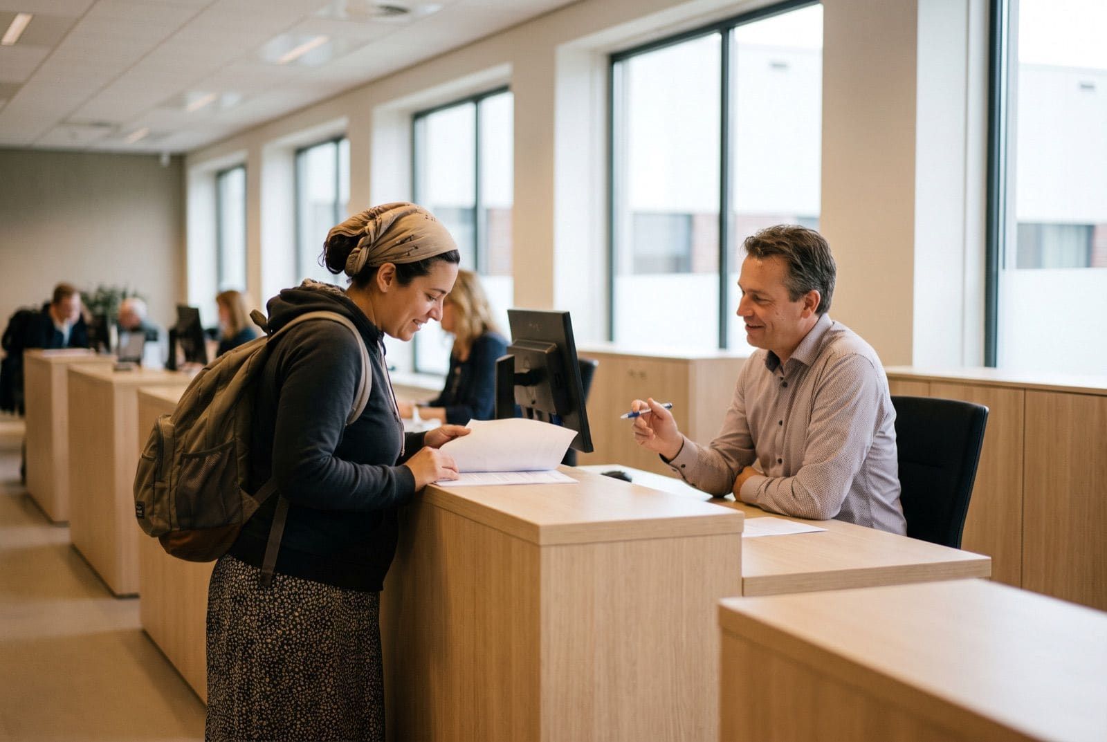 A registration appointment at a Dutch municipality desk
