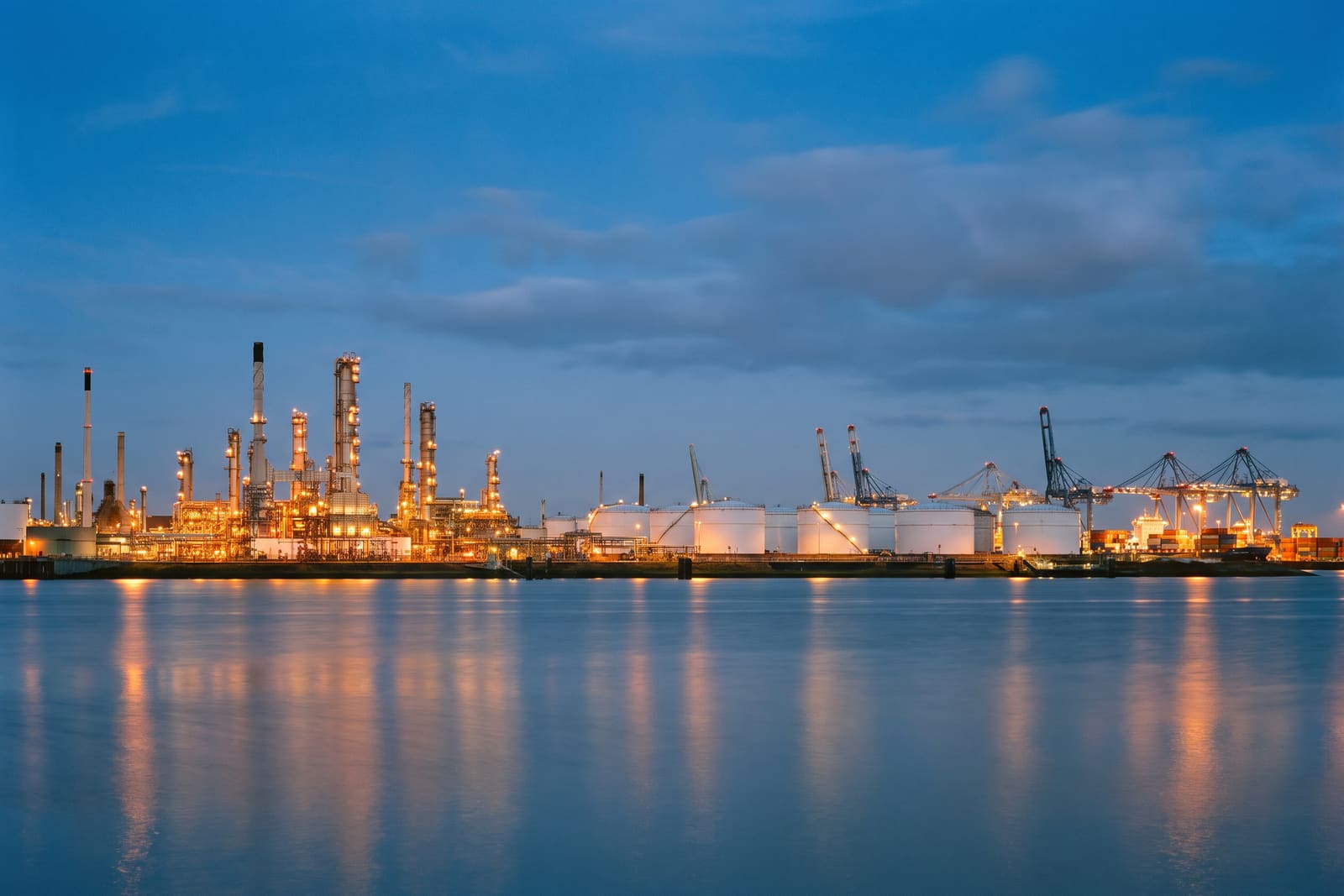 Industrial installations and terminals in the Europoort port area