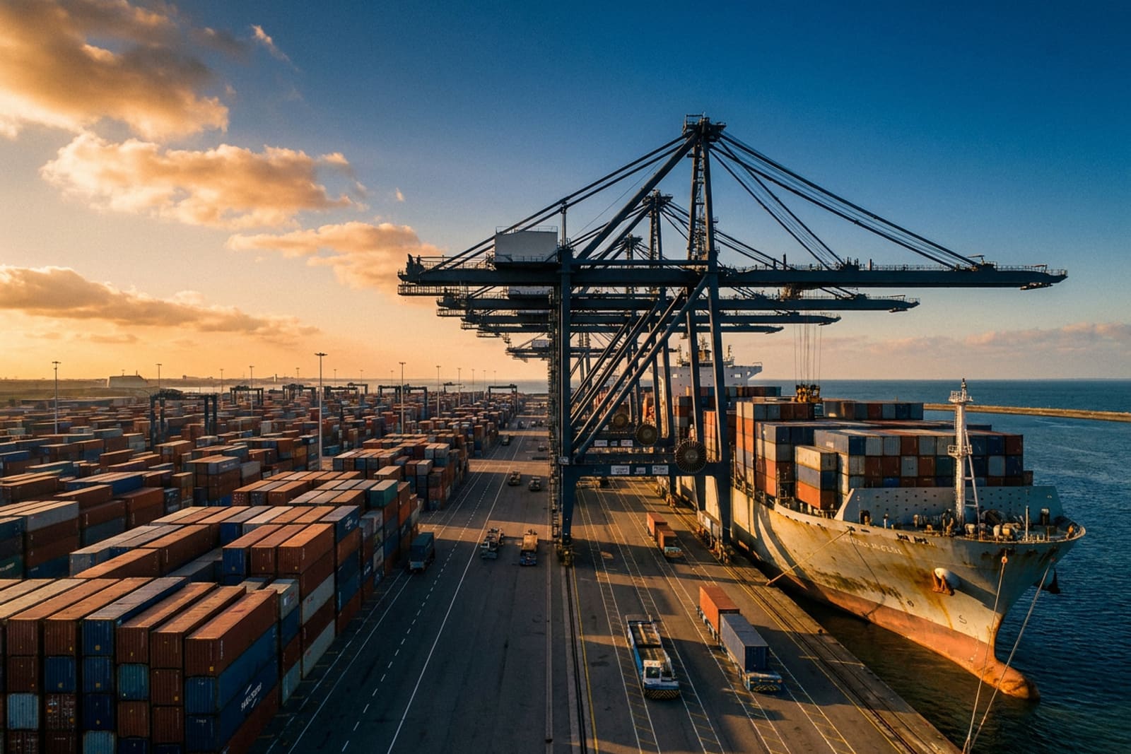 Container terminals and cranes at the Maasvlakte deep-sea port